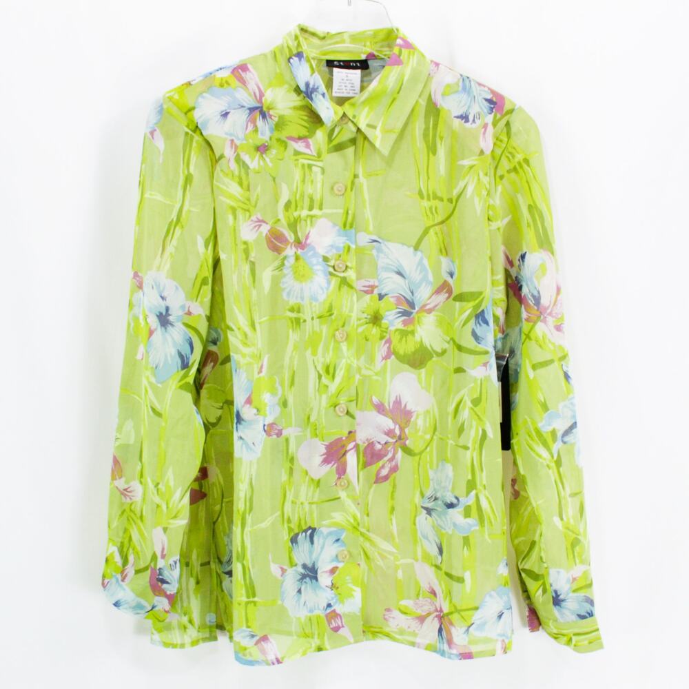 STUNT Green Vintage 2000's Floral Button Up Blouse